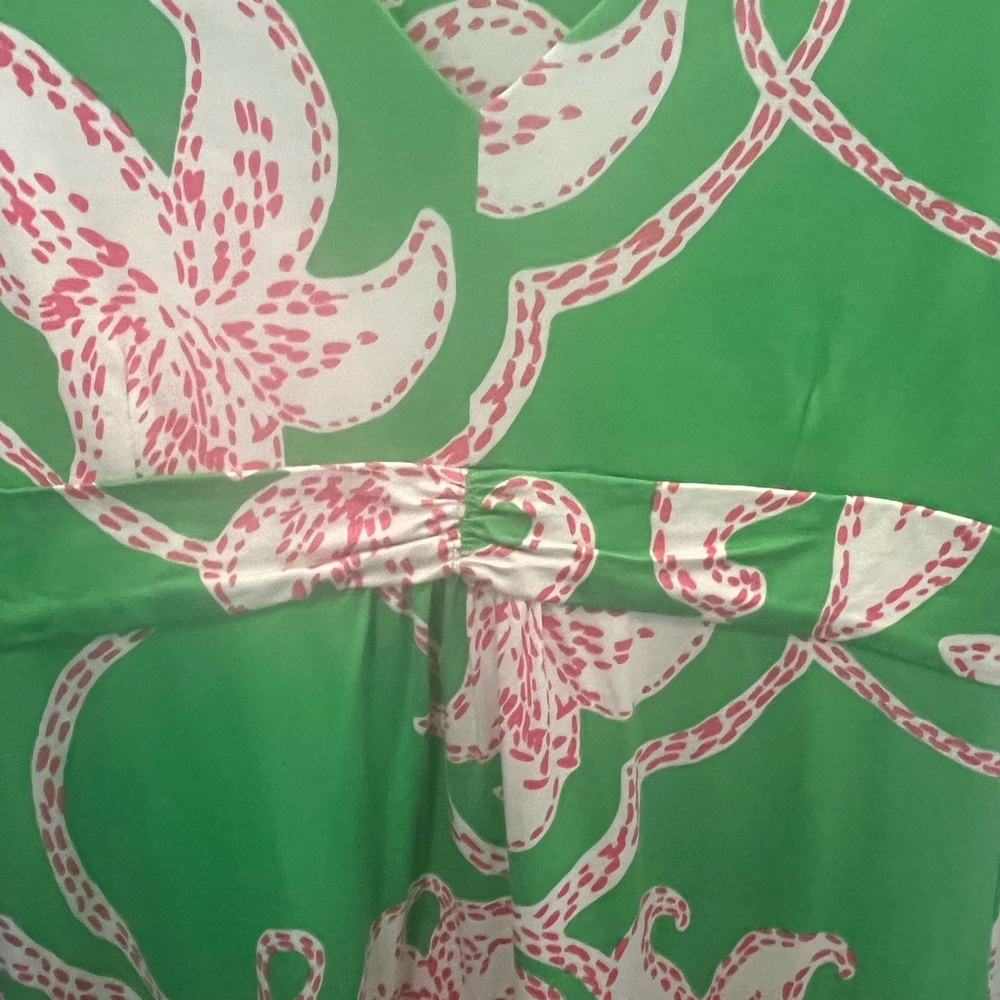 Lilly Pulitzer Green & Pink Floral V‑Neck Midi Dress - Picture 7 of 12